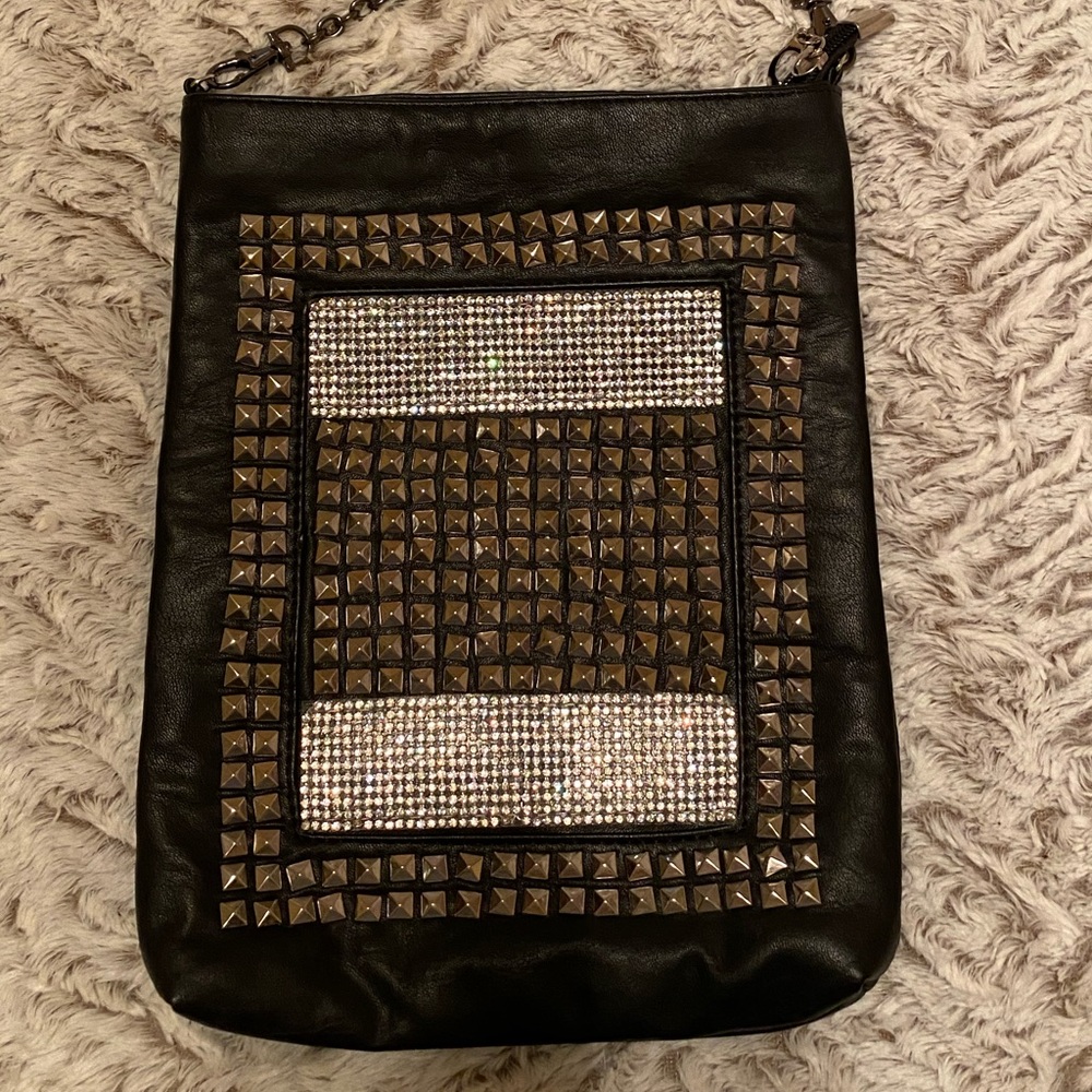 Yaumi Black crossbody handbag with crystals